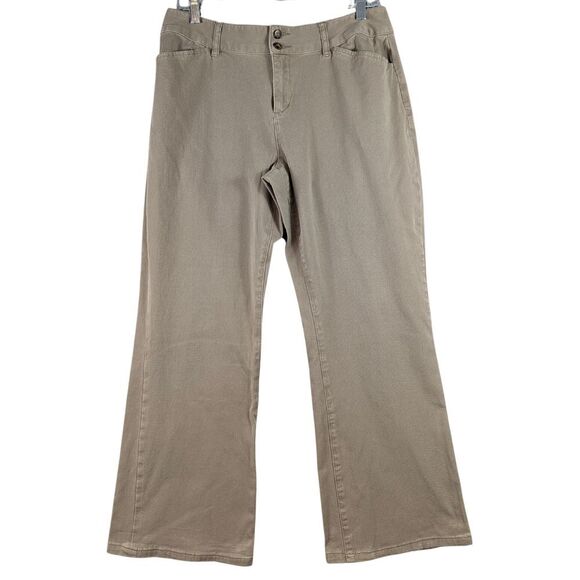 COLDWATER CREEK Pants Women's Petite 12 Khaki Tan Wide Leg Crop‎ Casual Stretch - Picture 1 of 14